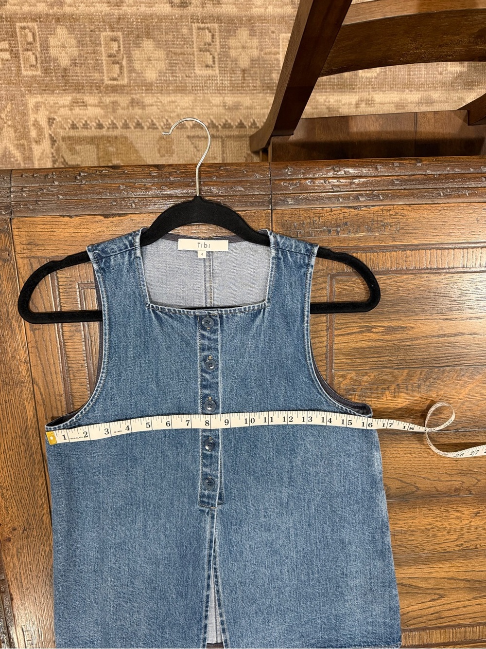 Tibi Spring Denim Slit Front Sleeveless Top Classic Blue Size 4 - Picture 8 of 8